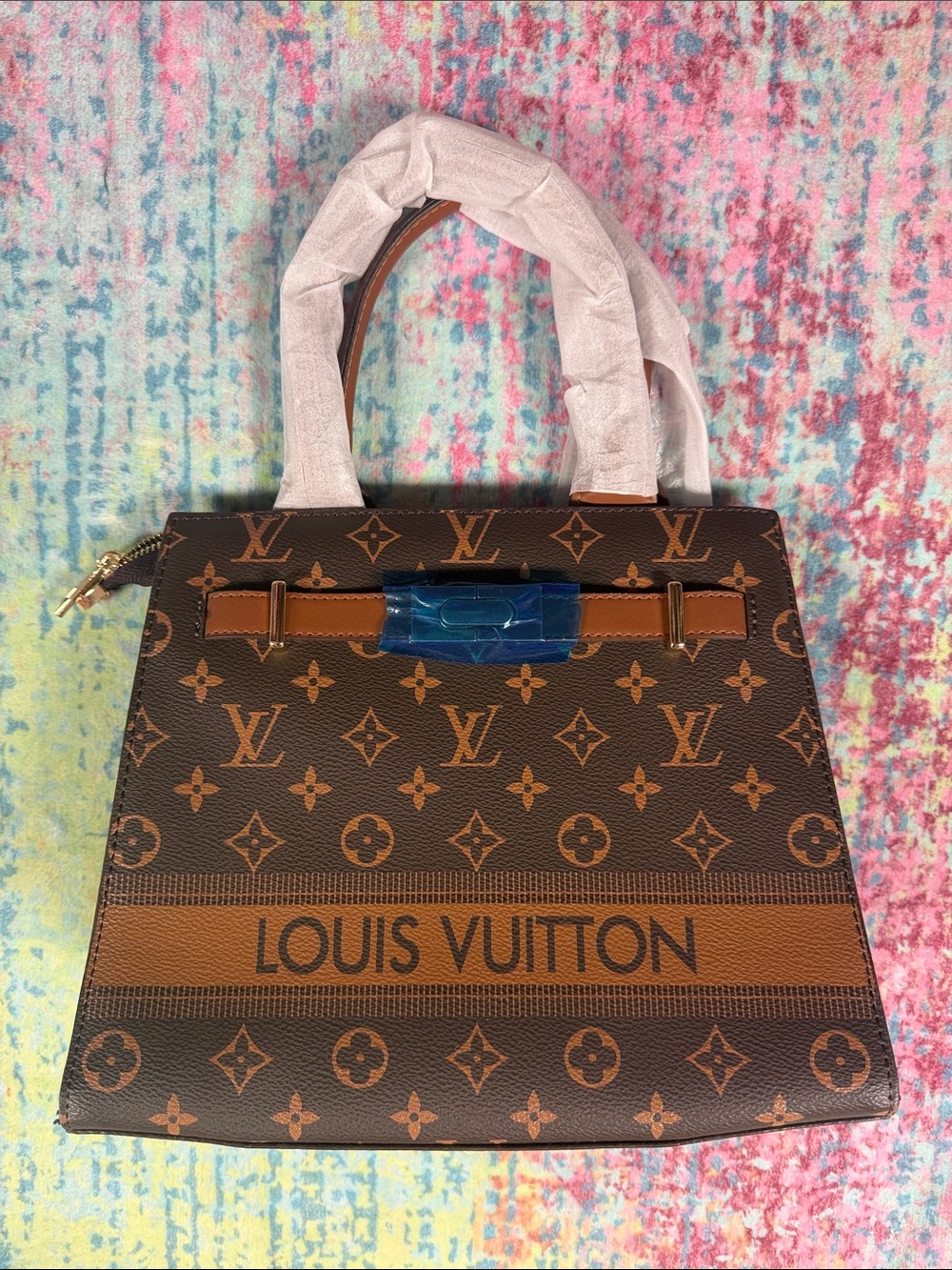 Brown & Tan Monogram Canvas Satchel